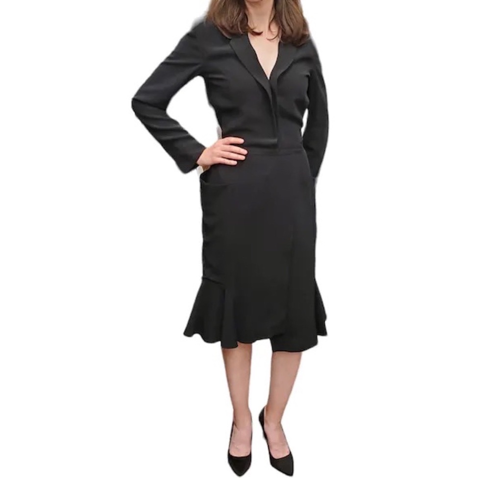 Roland Mouret Black Crepe Tuxedo Suit Dress